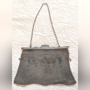 Antique German silver (metal alloy) mesh purse
